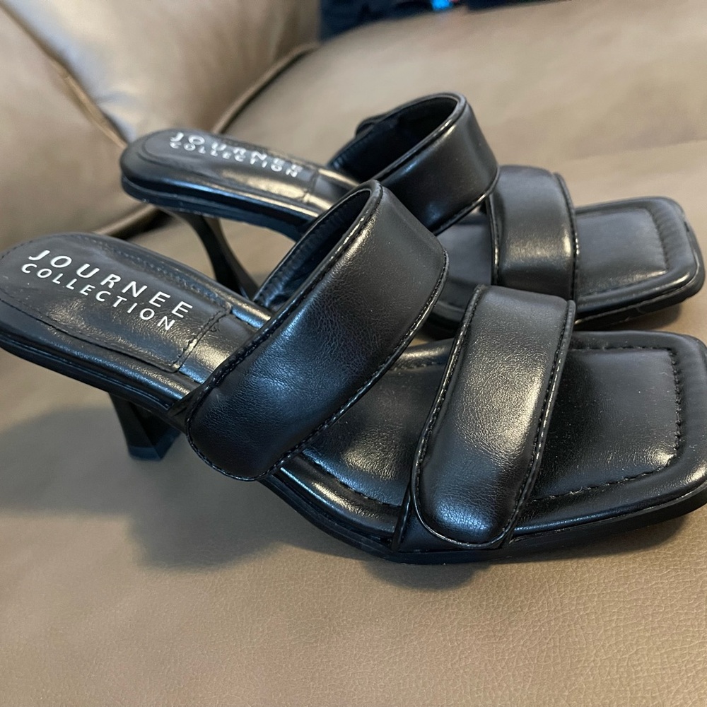 Journee Collection Black Strappy Heels
